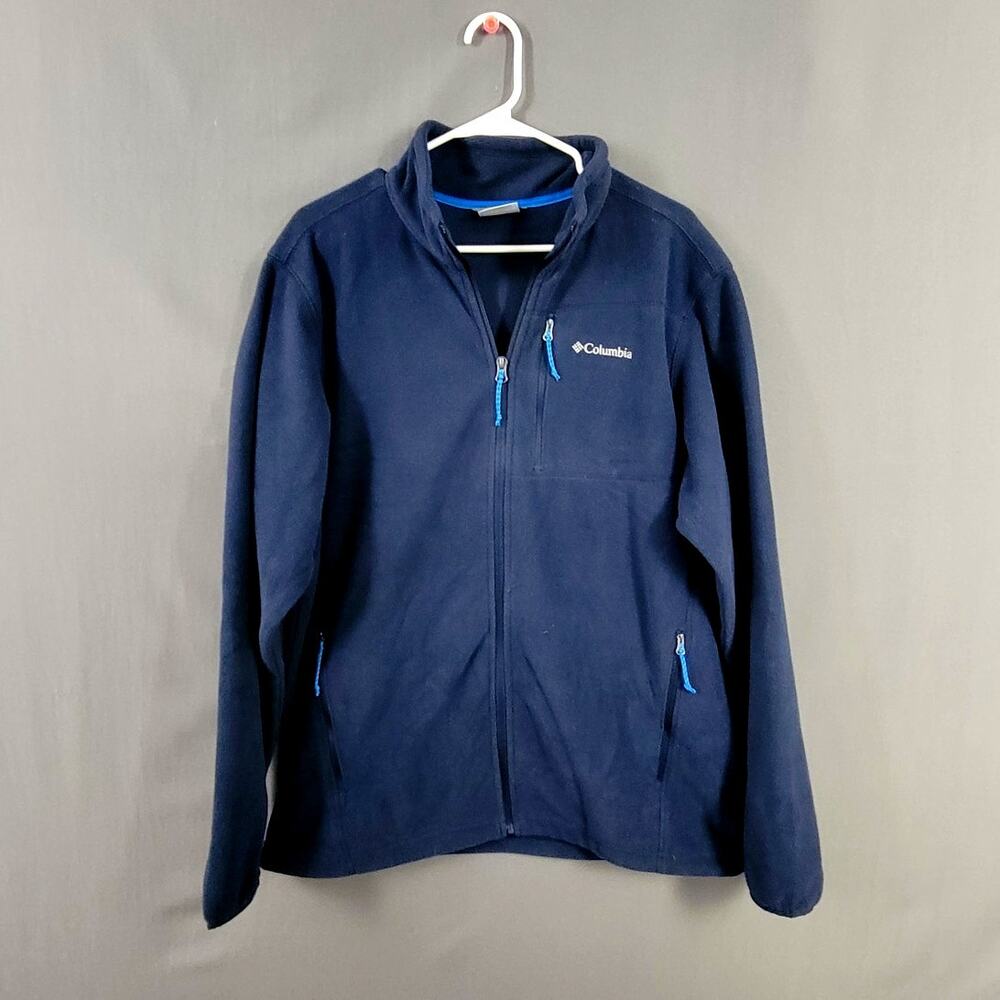 Columbia Navy Fleece Full Zip Jacket with Pockets Women’s Large